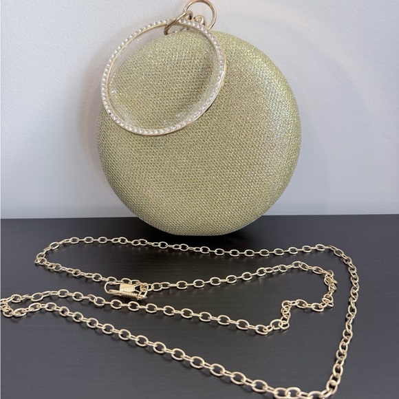 Glitter Sequins Round Women's Clutch Handbags Diamond Metal Circle Top Handlle - Picture 8 of 8